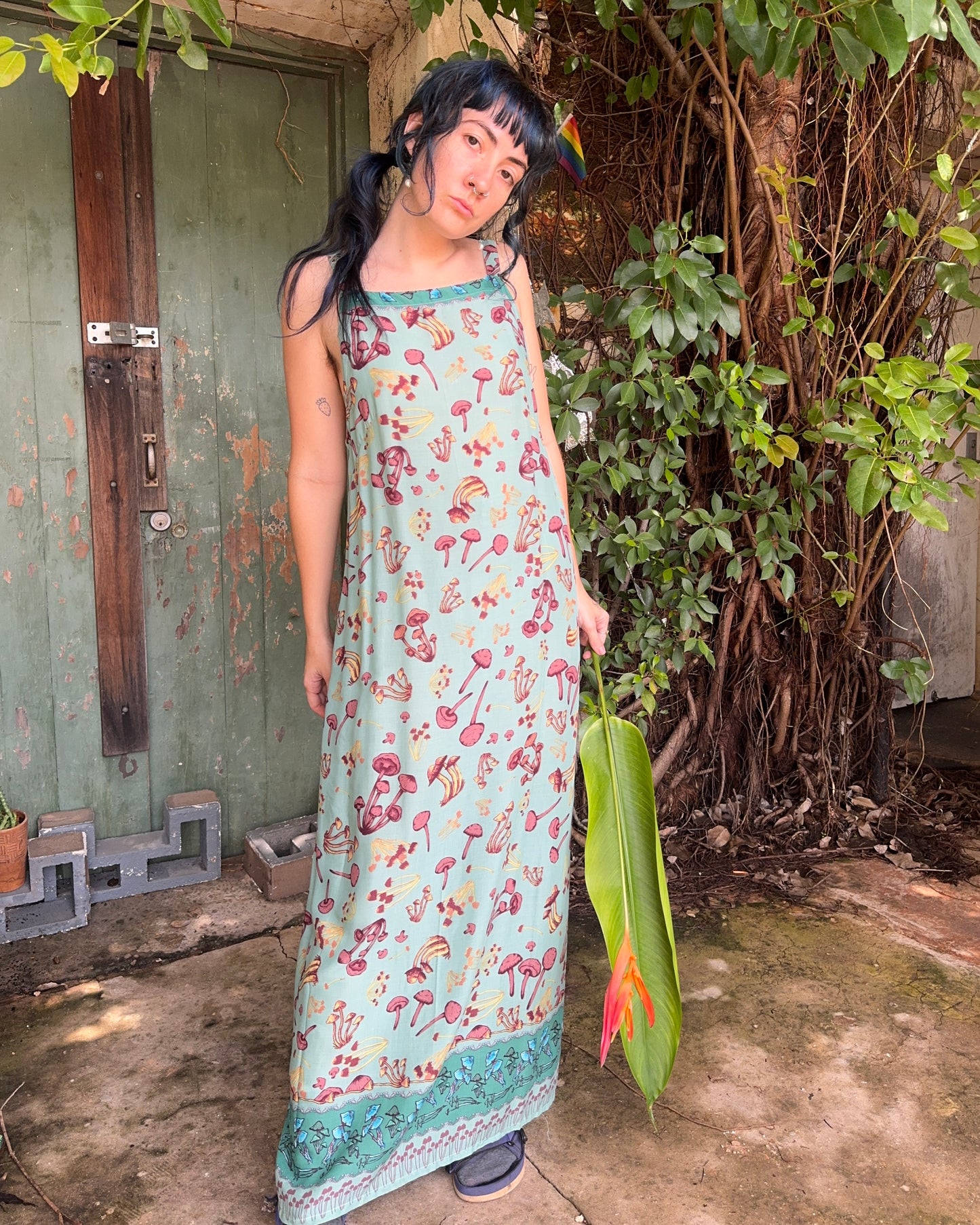 Hi-Lo dress in Blue Mushroom print