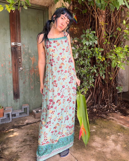 Hi-Lo dress in Blue Mushroom print