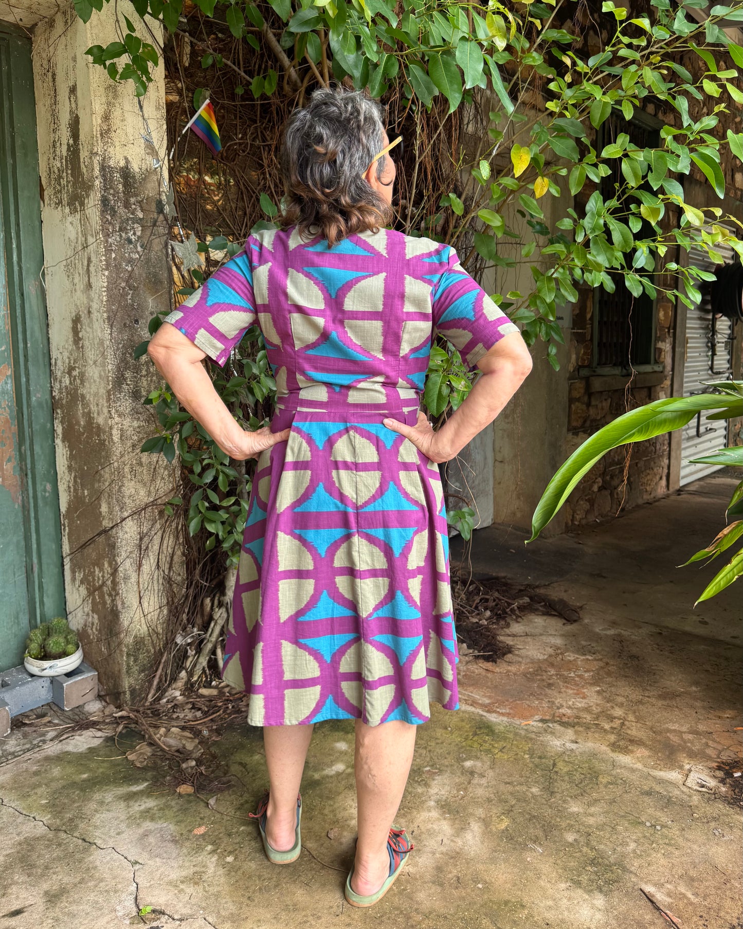 Short Sleeve Wrap Dress in Original BreezeBlock