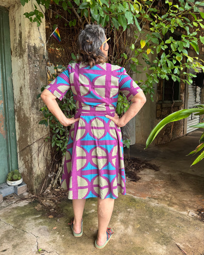 Short Sleeve Wrap Dress in Original BreezeBlock