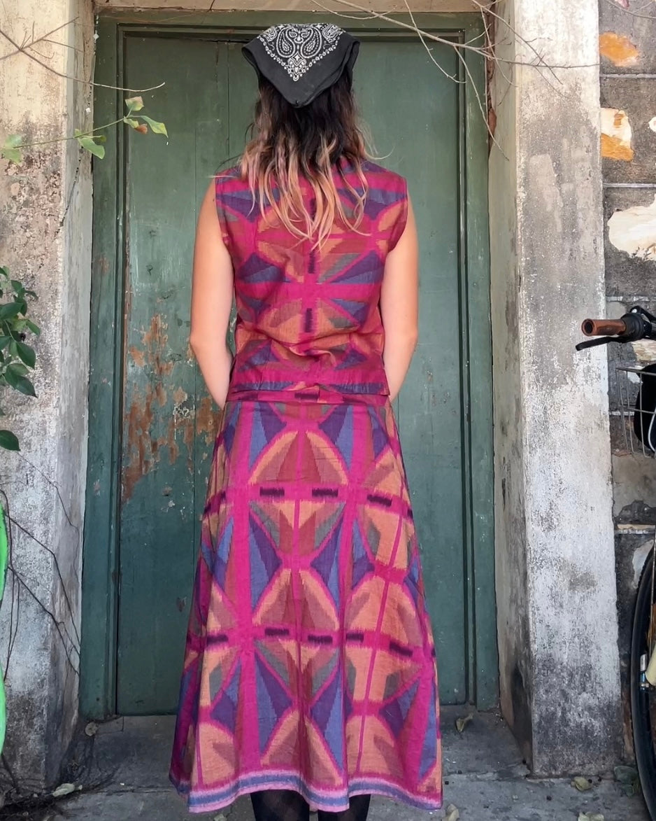 Ikat Midi A-line Skirt