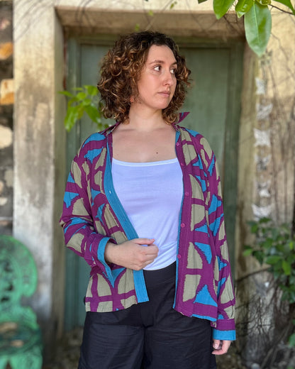 Rayon Breezeblock Long sleeve Button up Unisex Shirt