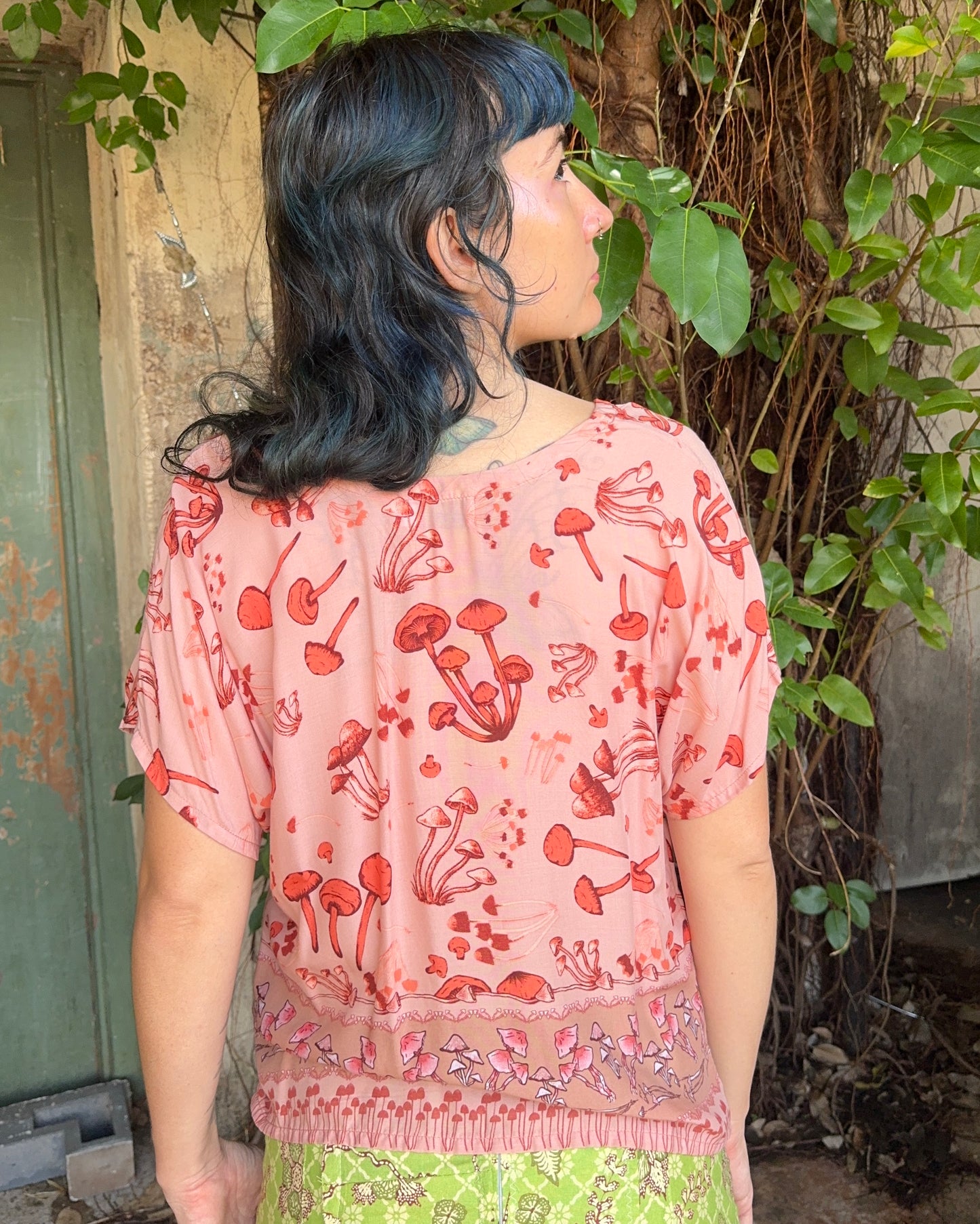 Orange Mushroom Print Hang Out Top