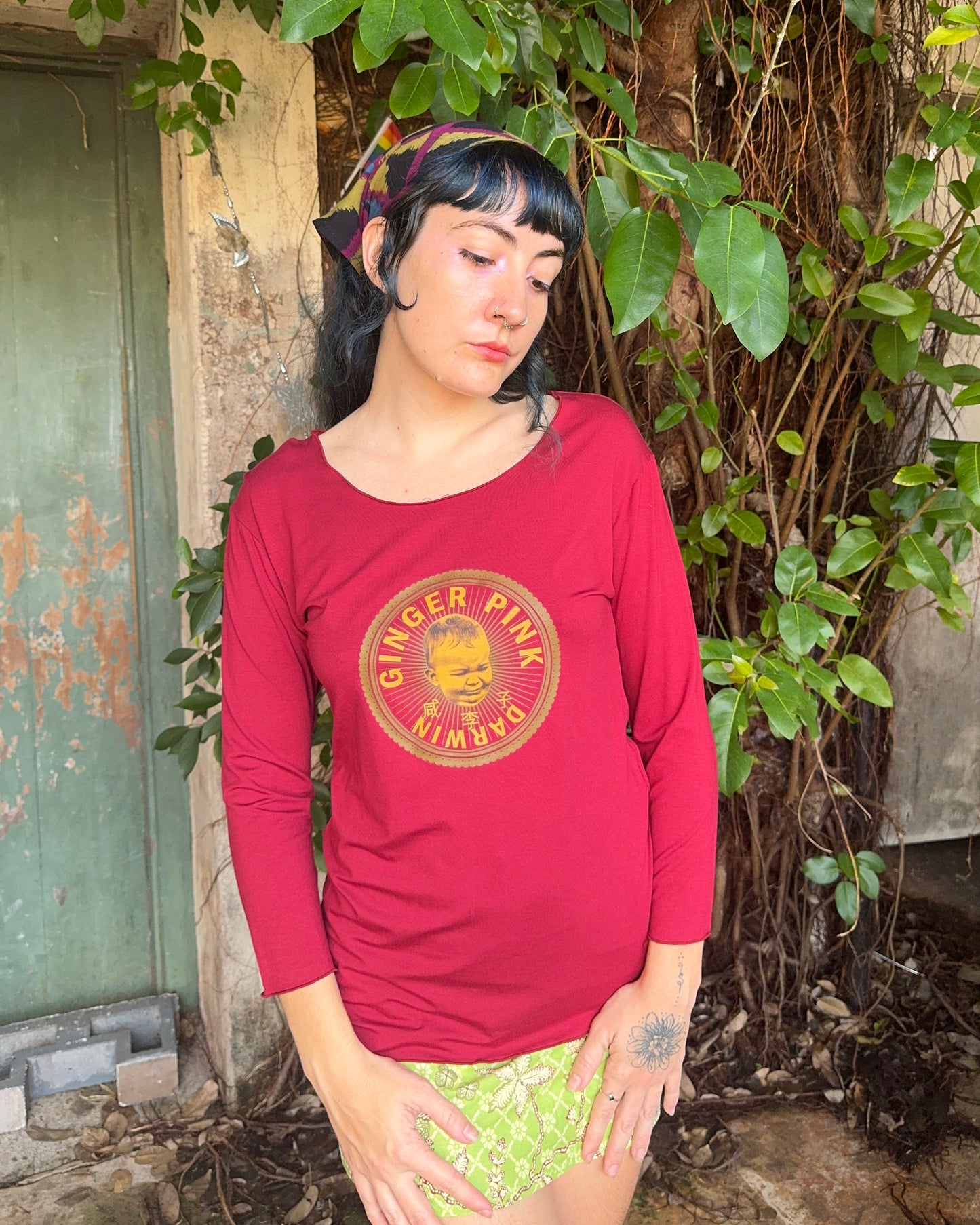 Yoga long sleeve Ruby Red Logo Tee