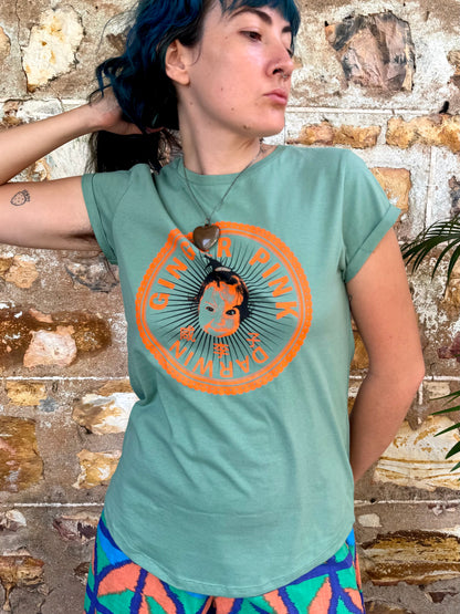 GP Girl Logo Women's Rolled Sleeve Tee in Bright Sage