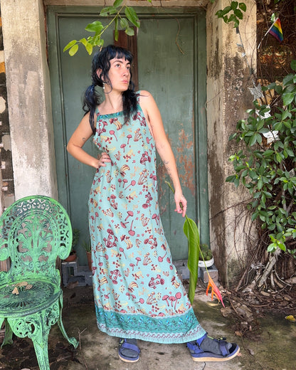 Hi-Lo dress in Blue Mushroom print