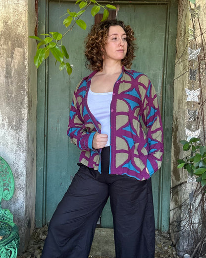 Rayon Breezeblock Long sleeve Button up Unisex Shirt