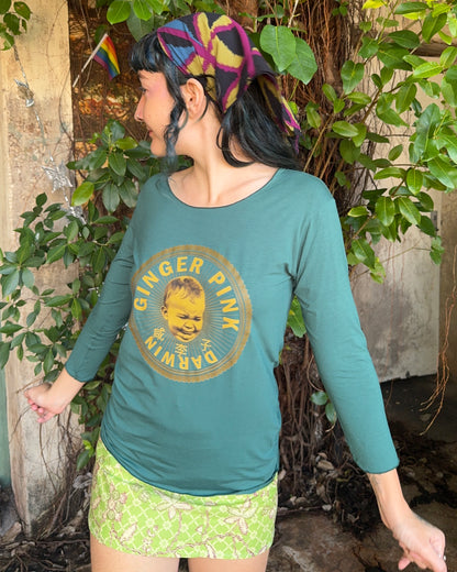 Yoga long sleeve Jade Green Logo Tee