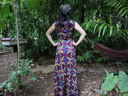 Long Sleeveless Wrap Dress in Jewel Spider