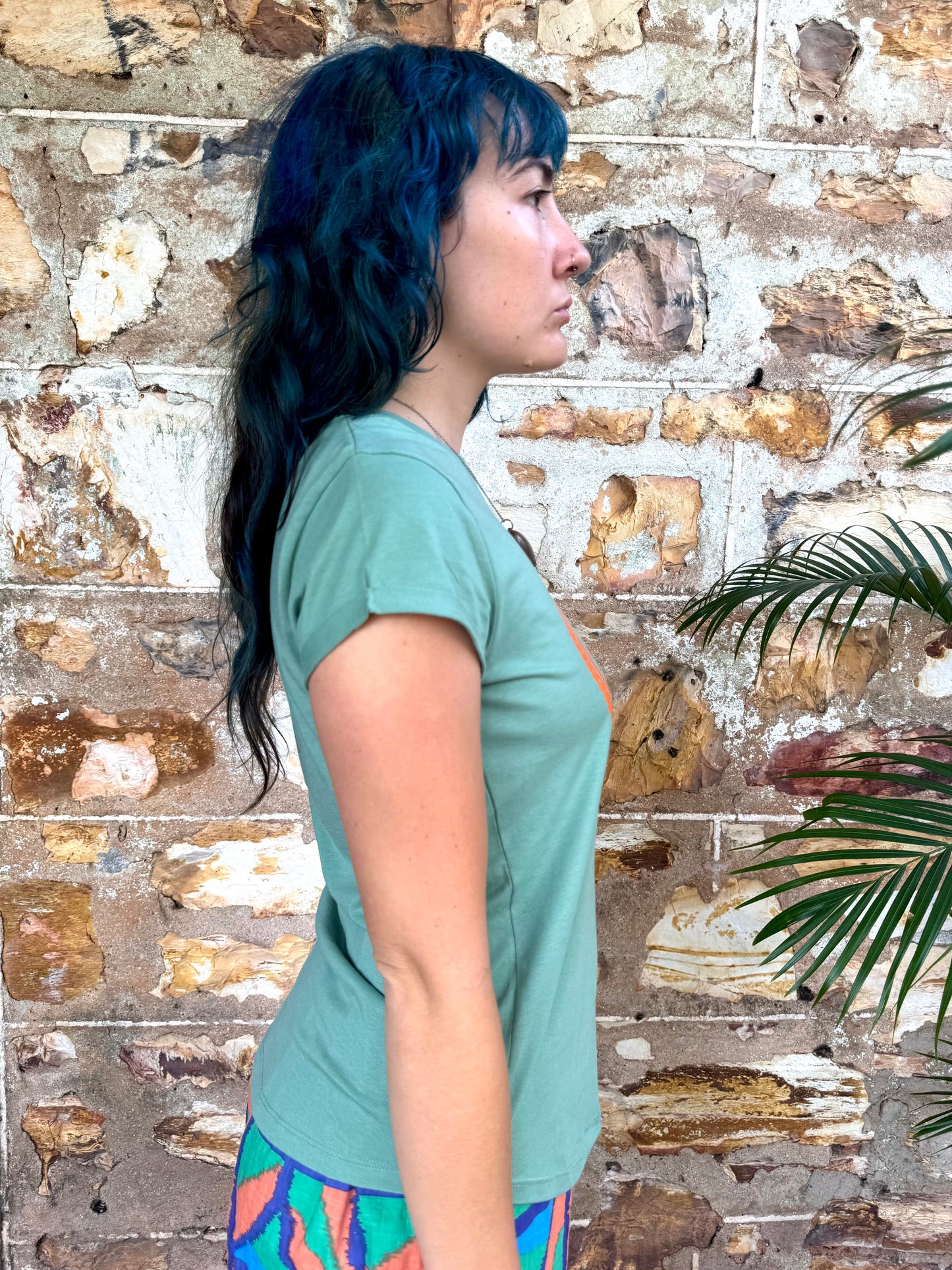 GP Girl Logo Women's Rolled Sleeve Tee in Bright Sage