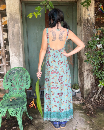 Hi-Lo dress in Blue Mushroom print