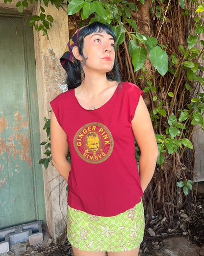 Yoga Logo tee in Ruby Red