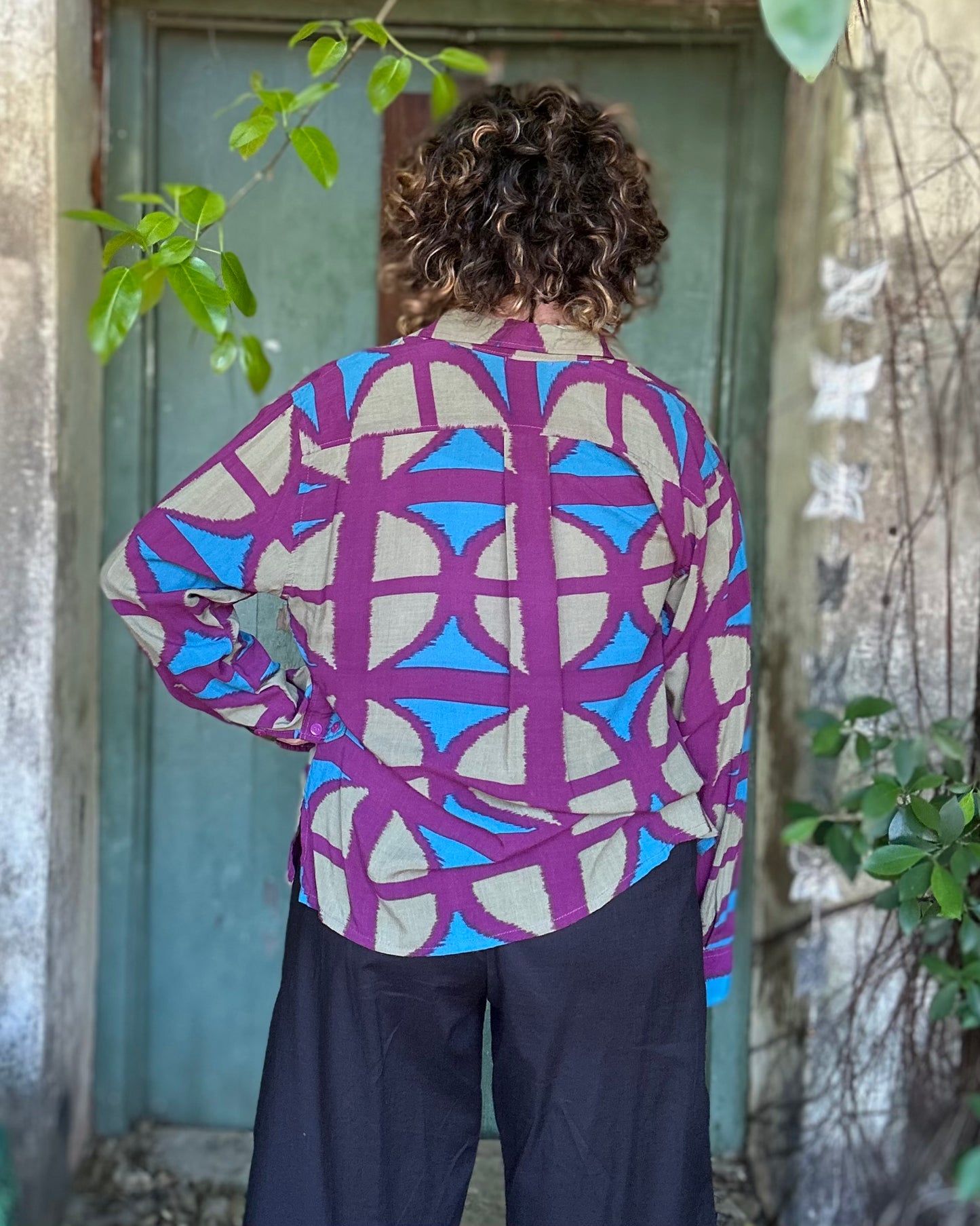 Rayon Breezeblock Long sleeve Button up Unisex Shirt