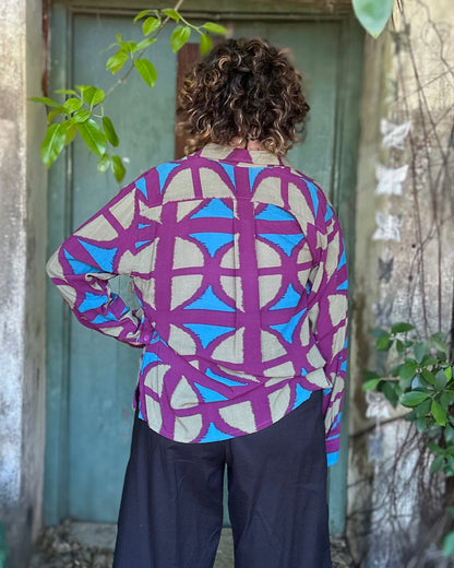 Rayon Breezeblock Long sleeve Button up Unisex Shirt