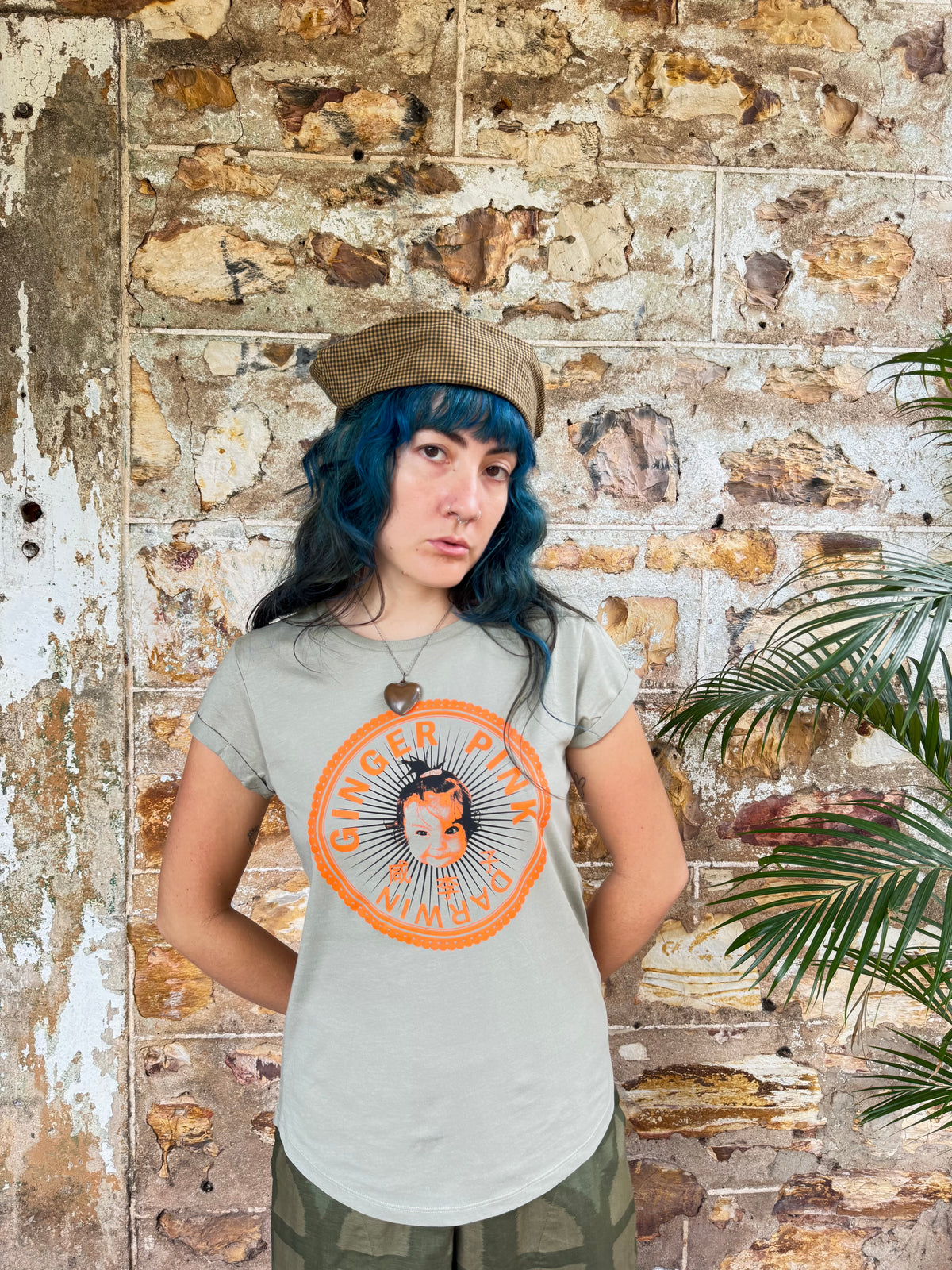 GP Girl Logo Women's Rolled Sleeve Tee in Sage
