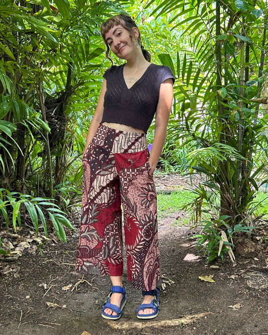 Red Swirl  Batik  Passion Pants