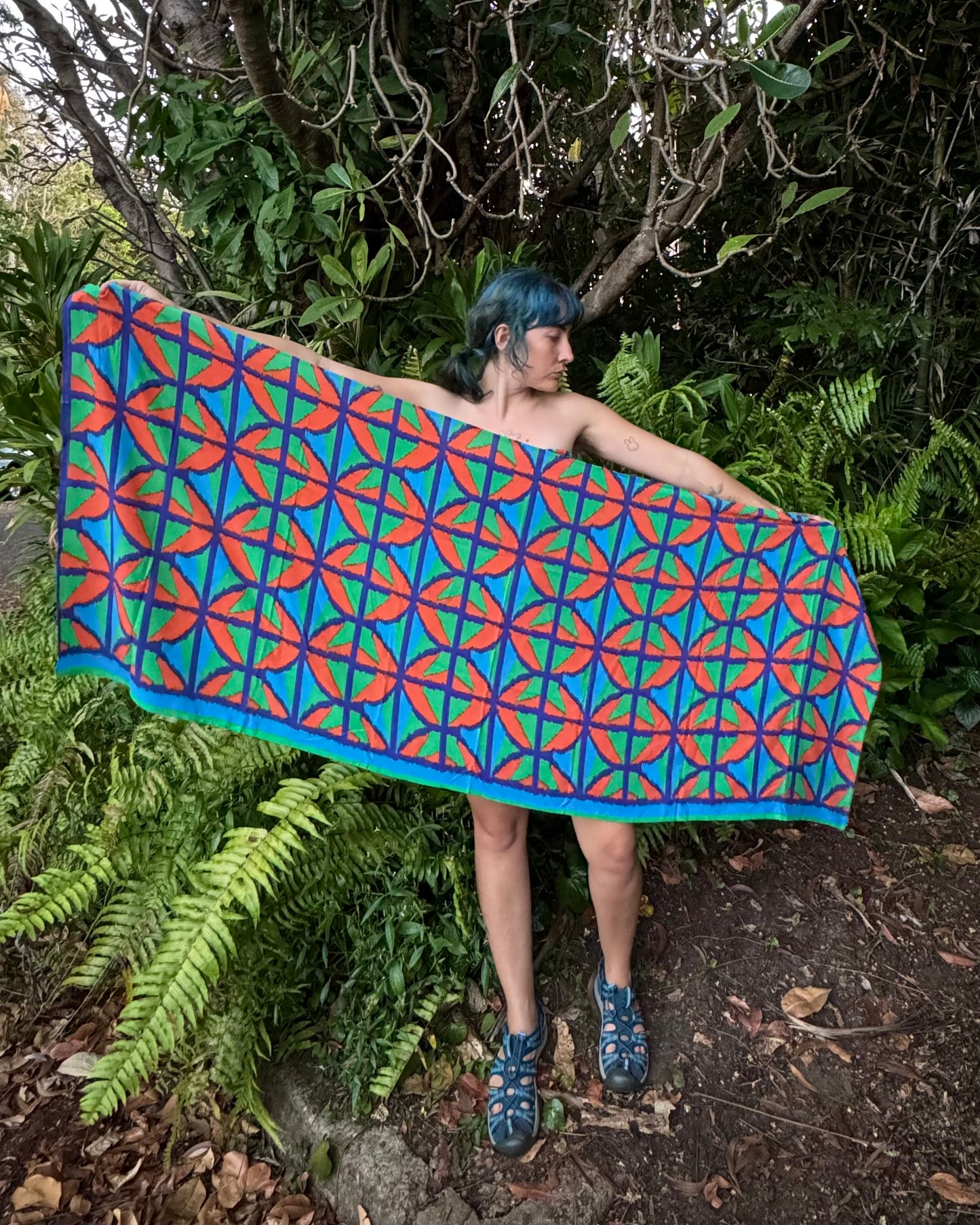 Breezeblock Shawl/ Half Sarong in Jungle Juice