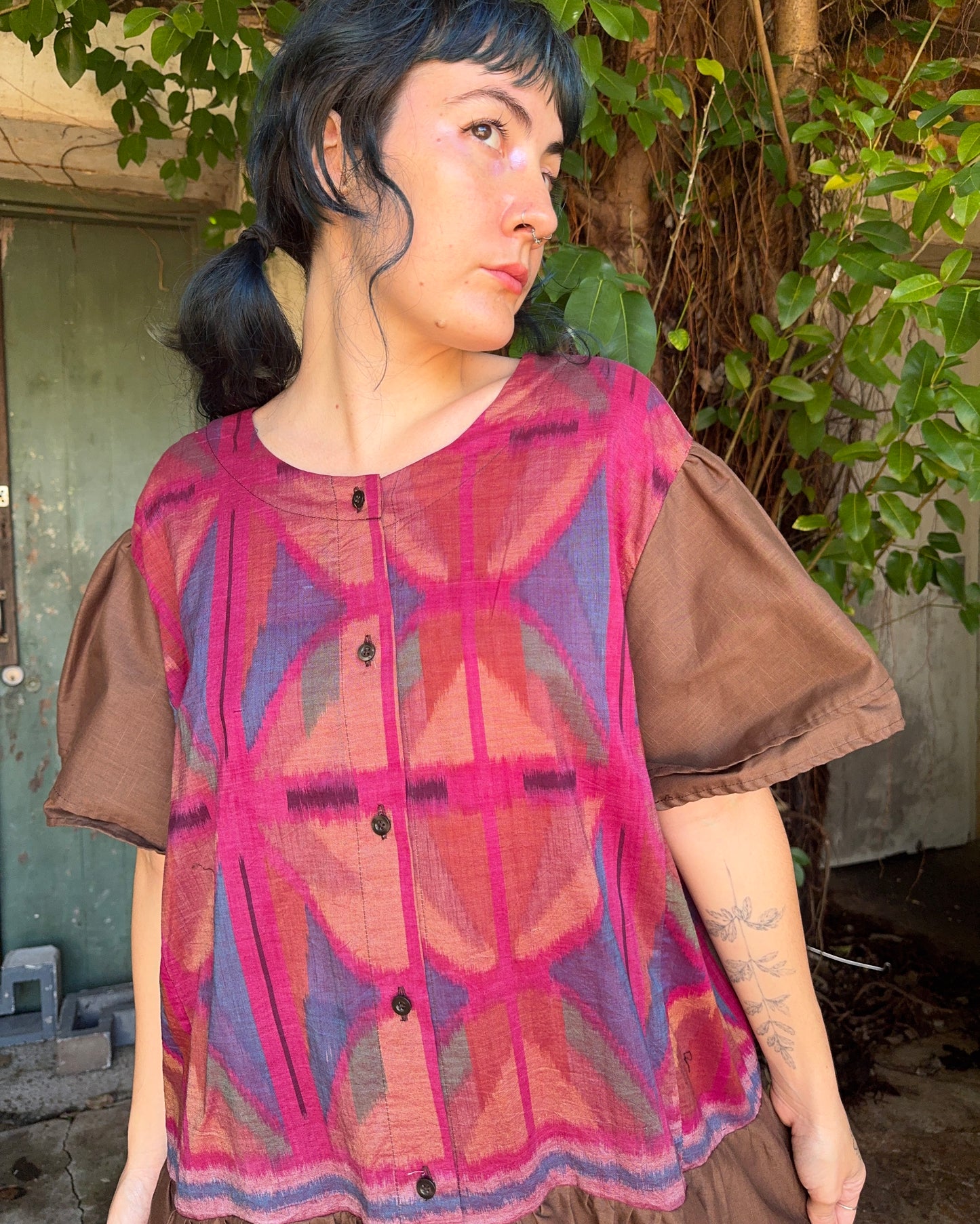 Ikat Jester Dress in Brown