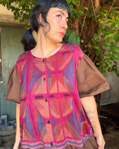 Ikat Jester Dress in Brown