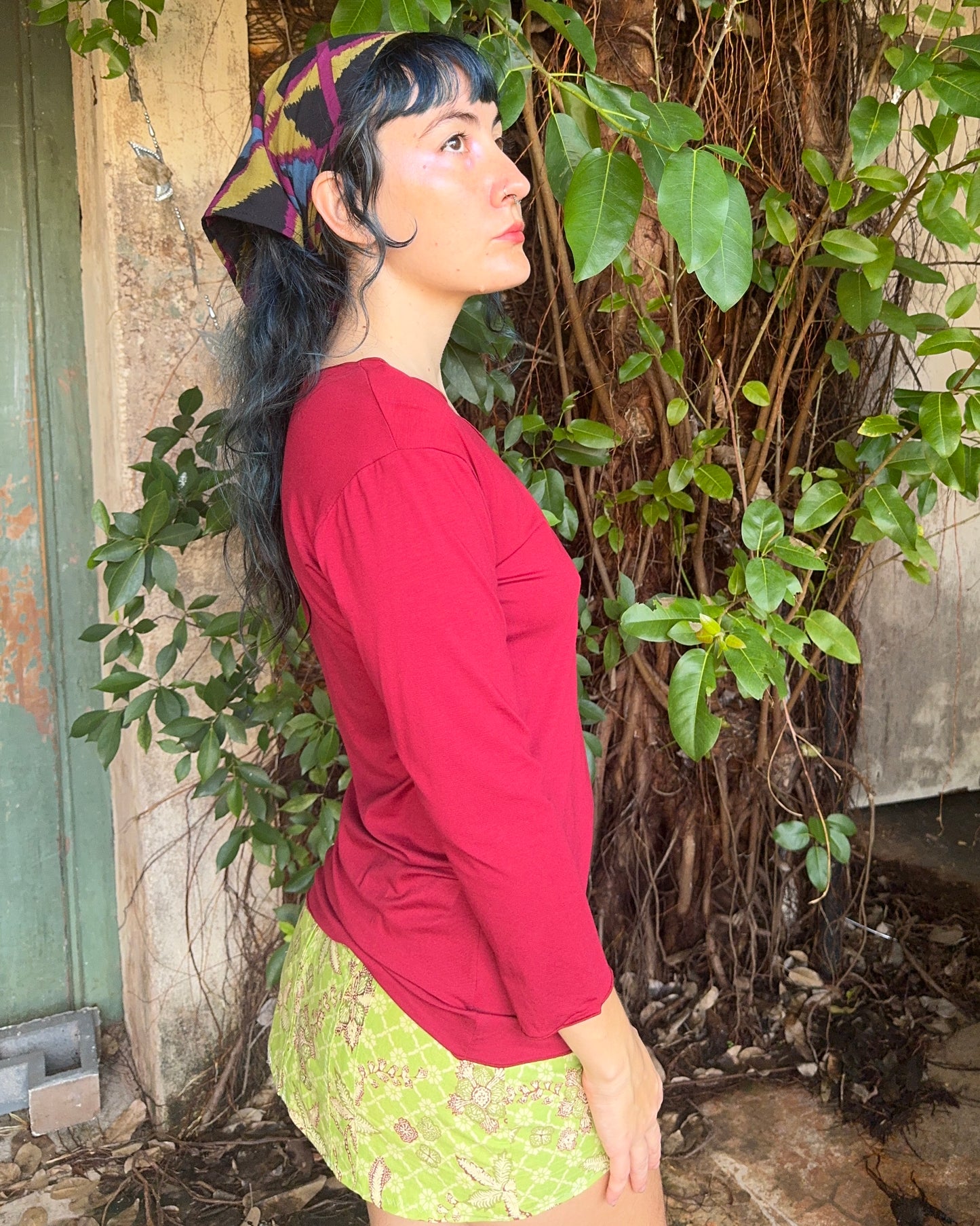 Yoga long sleeve Ruby Red Logo Tee