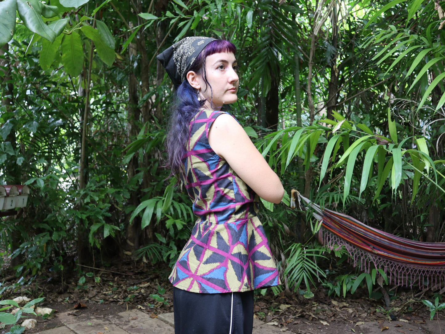 Long cotton Wrap Top in Jewel Spider