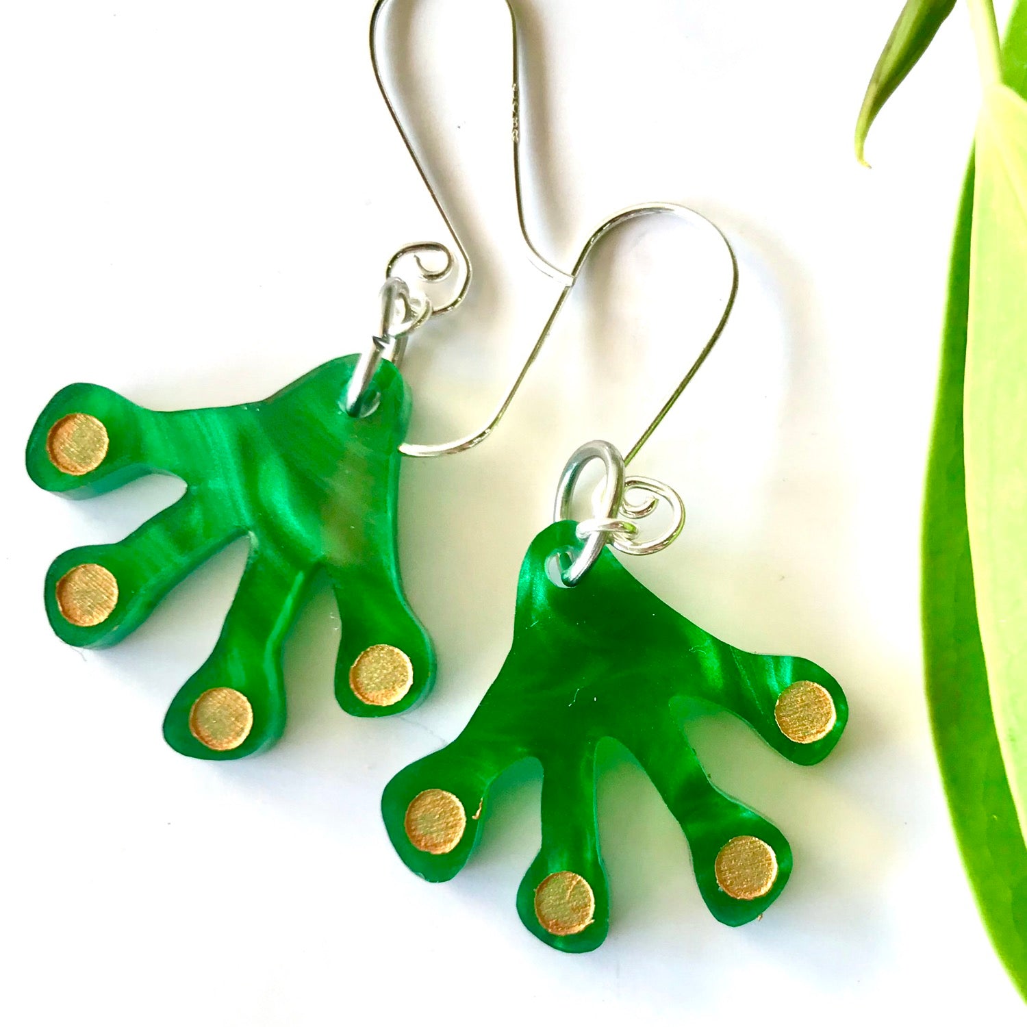 Green Marble Lucky Frog earrings - Ginger Pink Darwin - ethical fashion - darwin clothing shop - darwin clothing store - darwin fashion