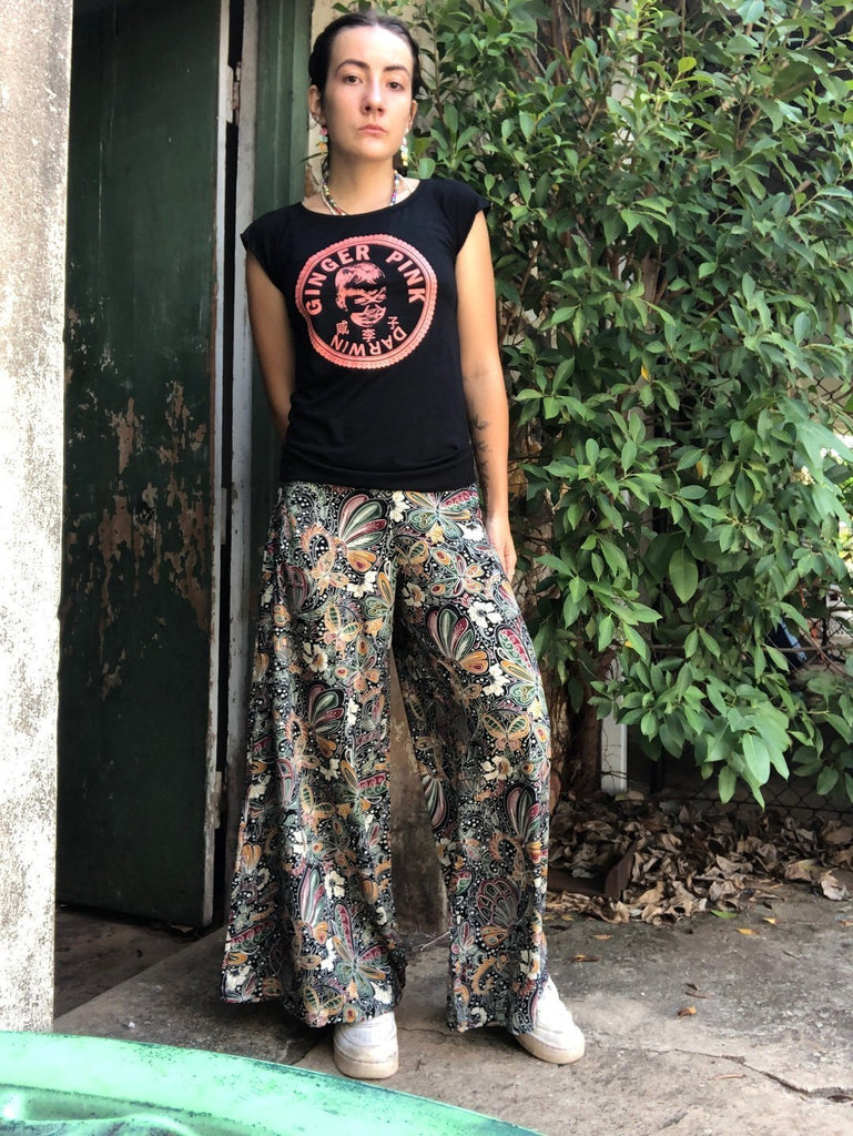 Classic Culottes 2 Lengths in Black Butterflies - Ginger Pink Darwin - ethical fashion - darwin clothing shop - darwin clothing store - darwin fashion