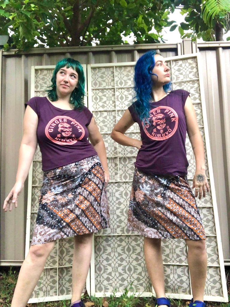Angelic A-line Skirt-Large print - Ginger Pink Darwin - ethical fashion - darwin clothing shop - darwin clothing store - darwin fashion
