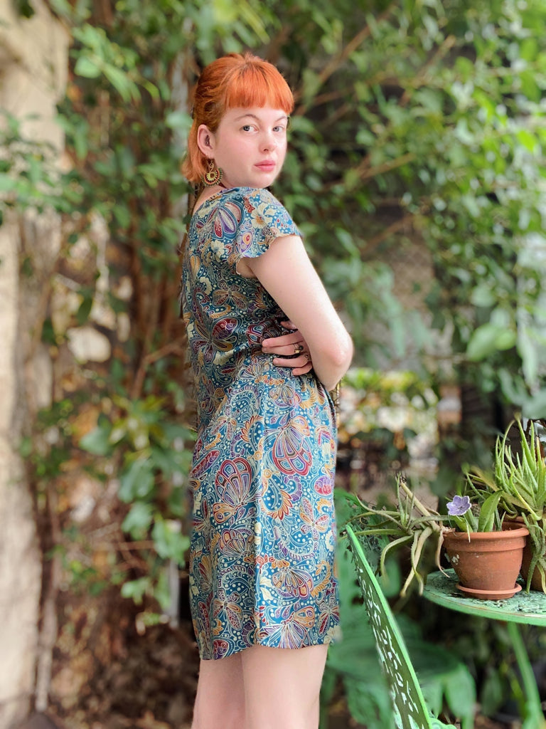 Classic Cap Dress -Teal Butterfly - Ginger Pink Darwin - ethical fashion - darwin clothing shop - darwin clothing store - darwin fashion