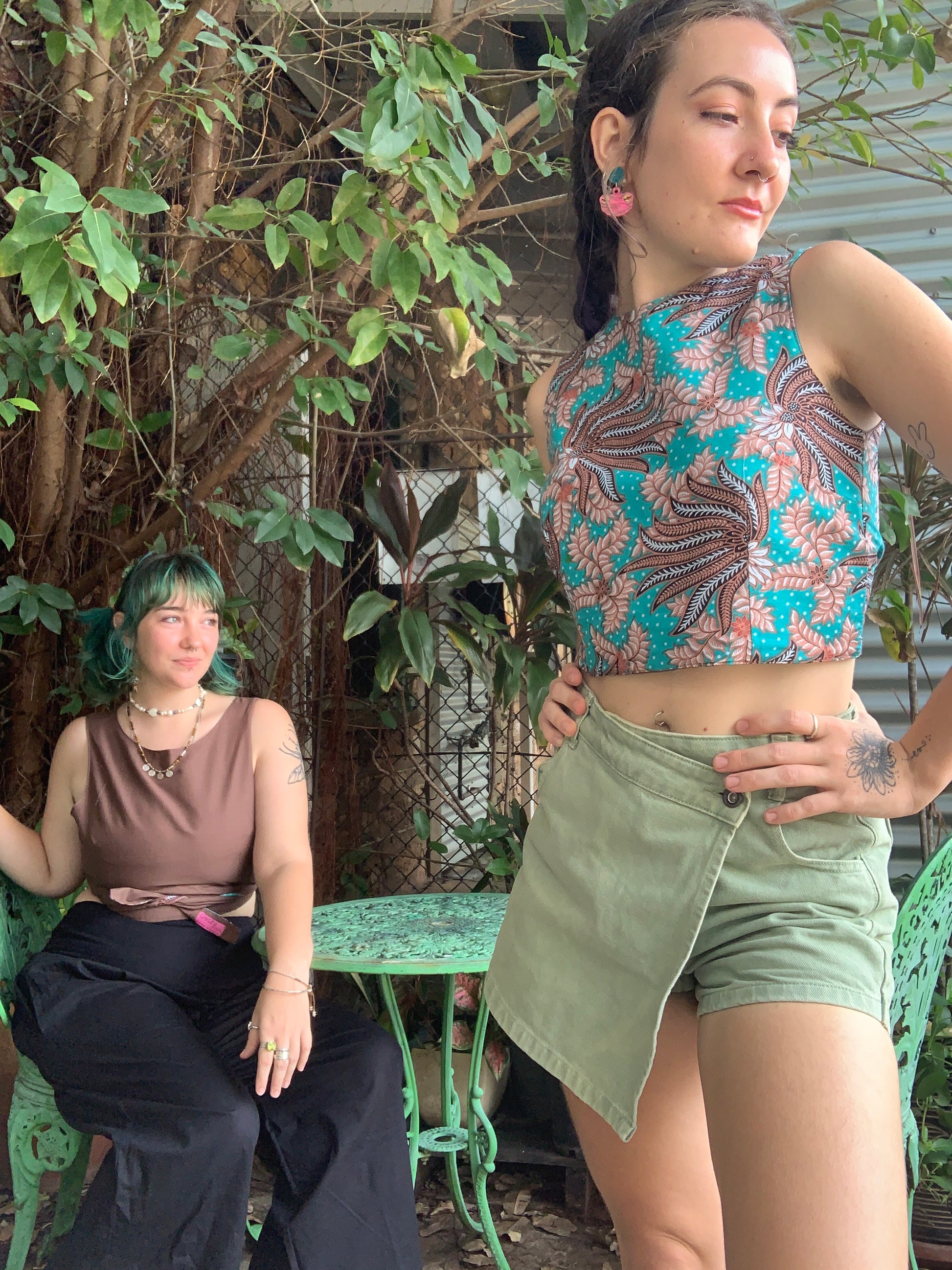 Toucan Top(Reversible) in Turquoise sea grass and dusty brown - Ginger Pink Darwin - ethical fashion - darwin clothing shop - darwin clothing store - darwin fashion