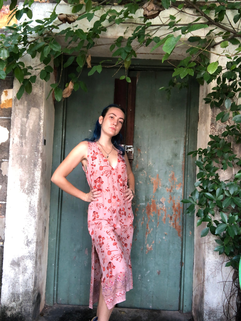 Ankle Biter Dress in Peachy Mushroom Print - Ginger Pink Darwin - ethical fashion - darwin clothing shop - darwin clothing store - darwin fashion