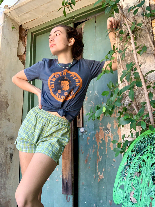 GP (Girl Logo) Unisex Tee Garment Dyed -Vintage India Ink Grey - Ginger Pink Darwin - ethical fashion - darwin clothing shop - darwin clothing store - darwin fashion
