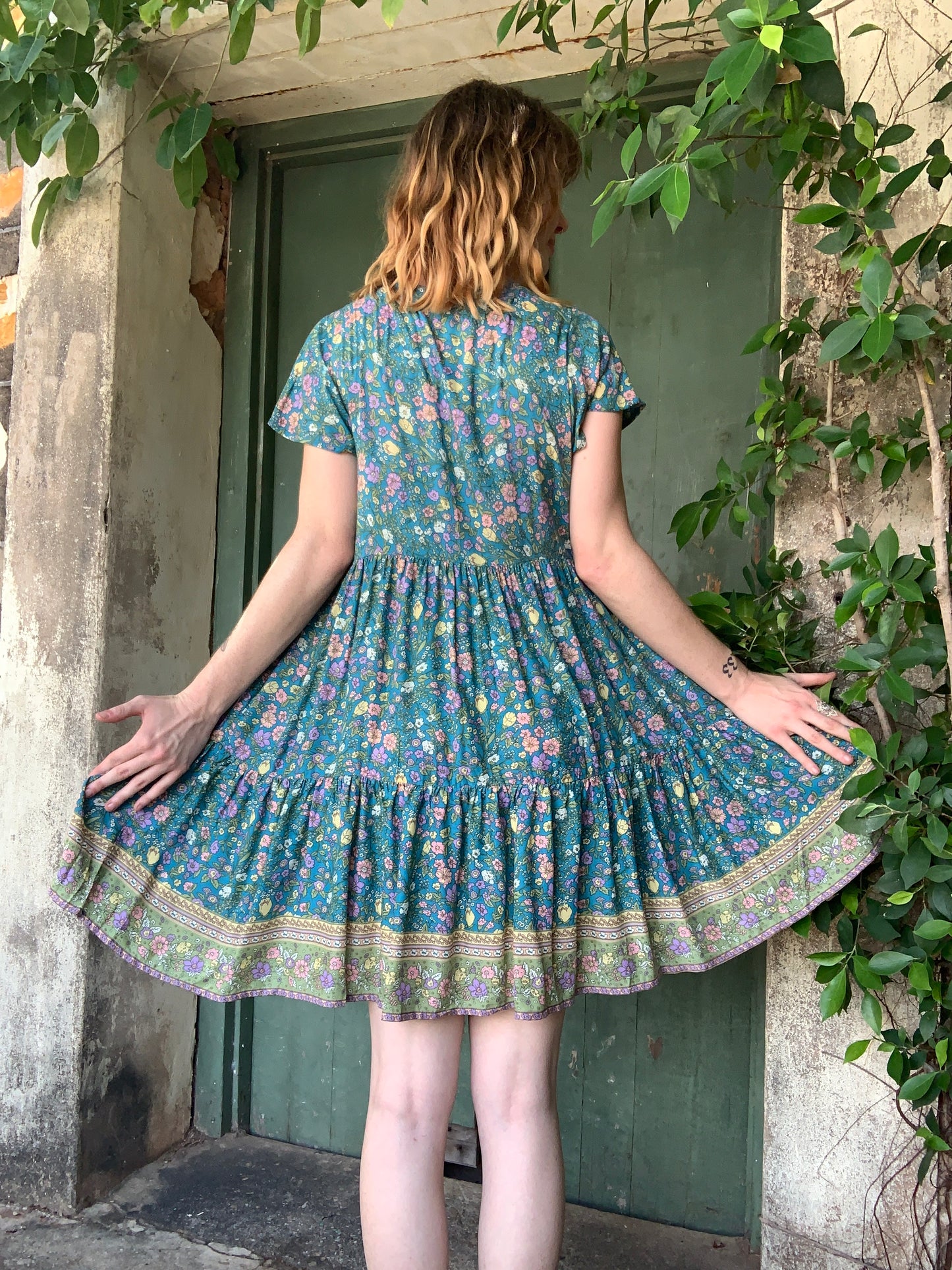 CRY BABY Dress in Country Garden Print - Ginger Pink Darwin - ethical fashion - darwin clothing shop - darwin clothing store - darwin fashion