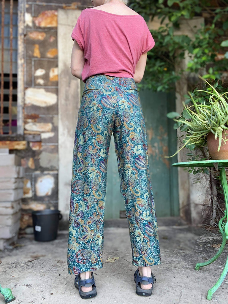 Classic Straight Leg In Teal Butterfly - Ginger Pink Darwin - ethical fashion - darwin clothing shop - darwin clothing store - darwin fashion